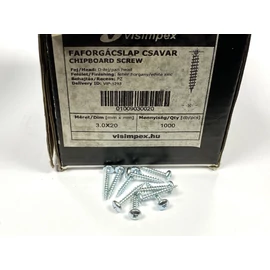 Faforgácslap csavar D-fejű horganyzott 3 x 20 mm