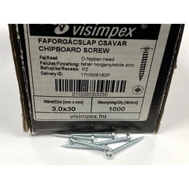 Faforgácslap csavar D-fejű horganyzott 3 x 30 mm
