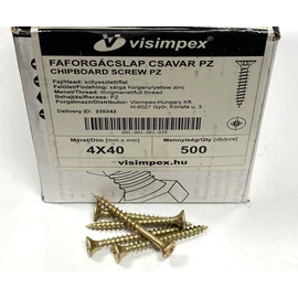 Faforgácslap csavar süllyesztett fejű, tövigmenetes 4 x 40 mm