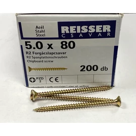 Faforgácslap csavar süllyesztett fejű, tövigmenetes 5x80 mm - Reisser