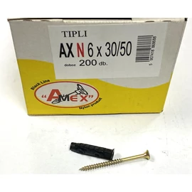 Faforgácslap csavar, 6 x 30 mm tiplivel (50 mm hosszú csavarral) 