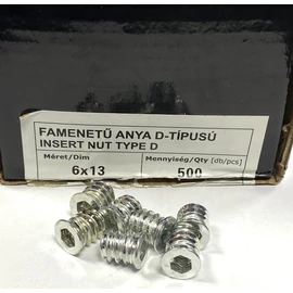 Famenetű anya - D- típus M6 x 13 mm