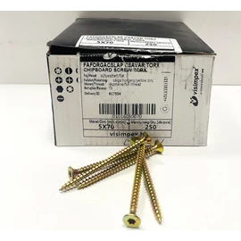 Faforgácslap csavar torx, süllyesztett fejű, tövigmenetes 5 x 70 mm