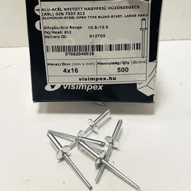 Popszegecs - alu-acél, nyitott nagy félgömbfej 4 x 16 mm
