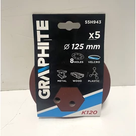 Csiszolópapír (tépőzáras) - Graphite, 125 mm  K120 (5 db/csomag)