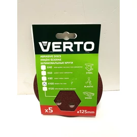 Csiszolókorong (tépőzáras) - Verto, 125 mm K100 (5 db/csomag)