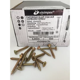 Faforgácslap csavar süllyesztett fejű, tövigmenetes 5 x 35 mm