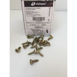 Faforgácslap csavar süllyesztett fejű, tövigmenetes 4,5 x 16 mm