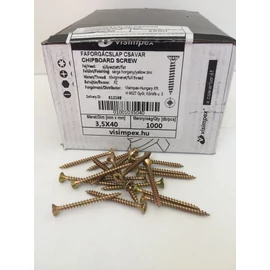 Faforgácslap csavar süllyesztett fejű, tövigmenetes 3,5 x 40 mm