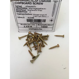 Faforgácslap csavar süllyesztett fejű, tövigmenetes 2,5 x 16 mm