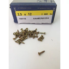 Faforgácslap csavar süllyesztett fejű, tövigmenetes 2,5 x 12 mm