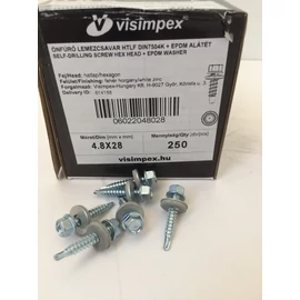 Lemezcsavar- Hatlapfejű önfúrós, EPDM alátéttel 4,8 x 25 mm