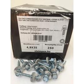 Lemezcsavar- Hatlapfejű önfúrós, EPDM alátéttel 4,8 x 32 mm