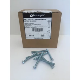 Metrikus csavar hatlapfejű horganyzott, 8.8. M5 x 50 mm
