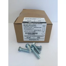 Metrikus csavar hatlapfejű horganyzott, 8.8. M8 x  30 mm