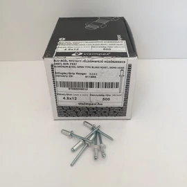 Popszegecs - alu-acél, nyitott félgömbfej 4,8 x 12 mm