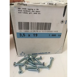 Lemezcsavar - horganyzott, süllyesztett fejű (PH fej) 3,5 x 19 mm