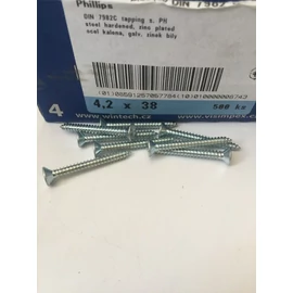 Lemezcsavar - horganyzott, süllyesztett fejű (PH fej) 4,2 x 38 mm