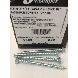 Szintező csavar - horganyzott 6 x 80 mm