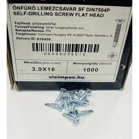 Lemezcsavar - horganyzott, süllyesztett fejű, önfúrós 3,9 x 16 mm