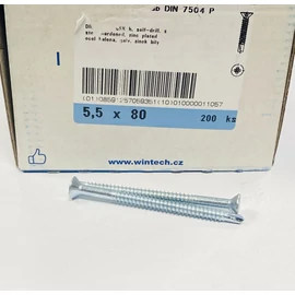 Lemezcsavar - horganyzott, süllyesztett fejű, önfúrós 5,5 x 80 mm