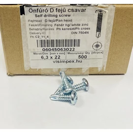 Lemezcsavar- D-fejű, önfúrós 6,3 x 22 mm