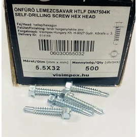 Lemezcsavar- Hatlapfejű önfúrós 5,5 x 32 mm