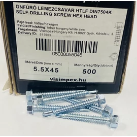 Lemezcsavar- Hatlapfejű önfúrós 5,5 x 45 mm