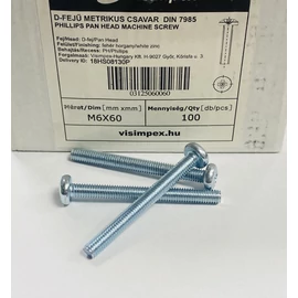 Metrikus csavar D-fejű horganyzott, M6 x 60 mm