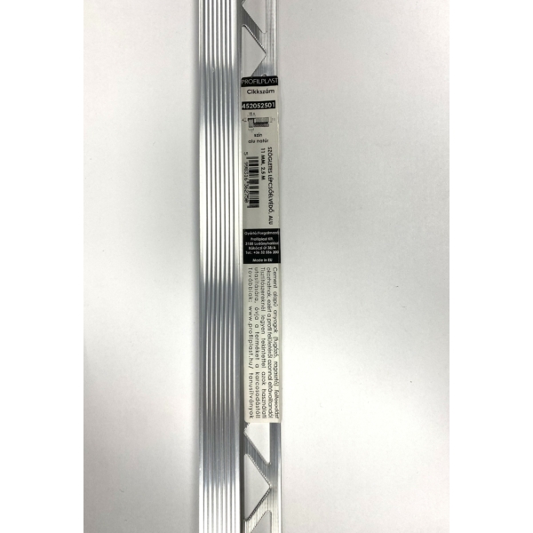 Élvédő - Profilplast lépcsőhöz szögletes natúr alu  8 mm x 2,5 m