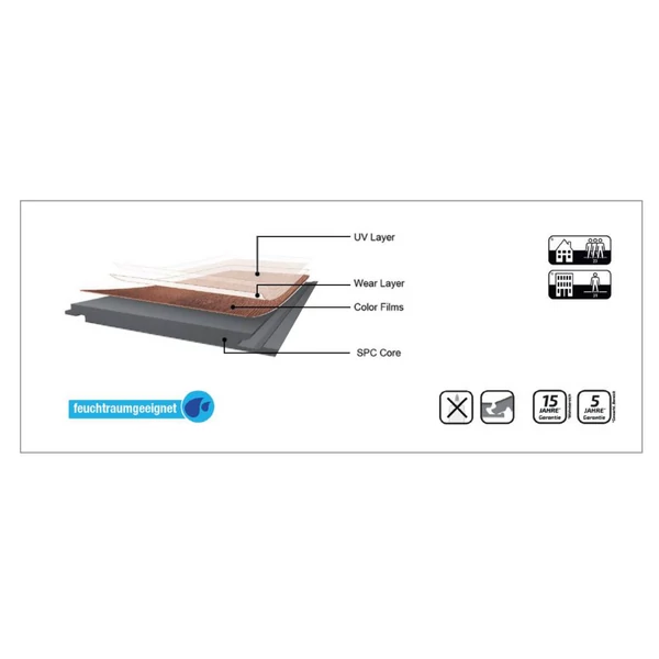 Kép 2/2 - VEREG Slate Alicante kőhatású klikkes vinyl padló 3,5 mm/0,3 mm IXPE alátéttel (2,79 m2/cs.)