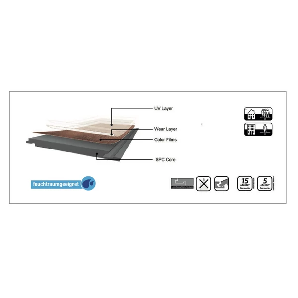 Kép 2/2 - VEREG Stone Grau kőhatású klikkes vinyl padló 4 mm/0,3 mm (2,6 m2/cs.)